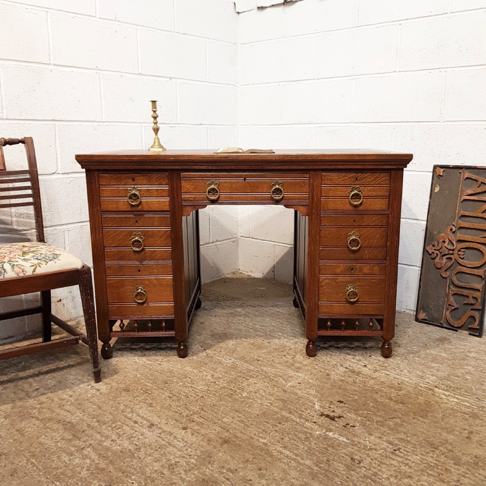 ANTIQUE ARTS & CRAFTS OAK WRITING DESK C1890 View IX