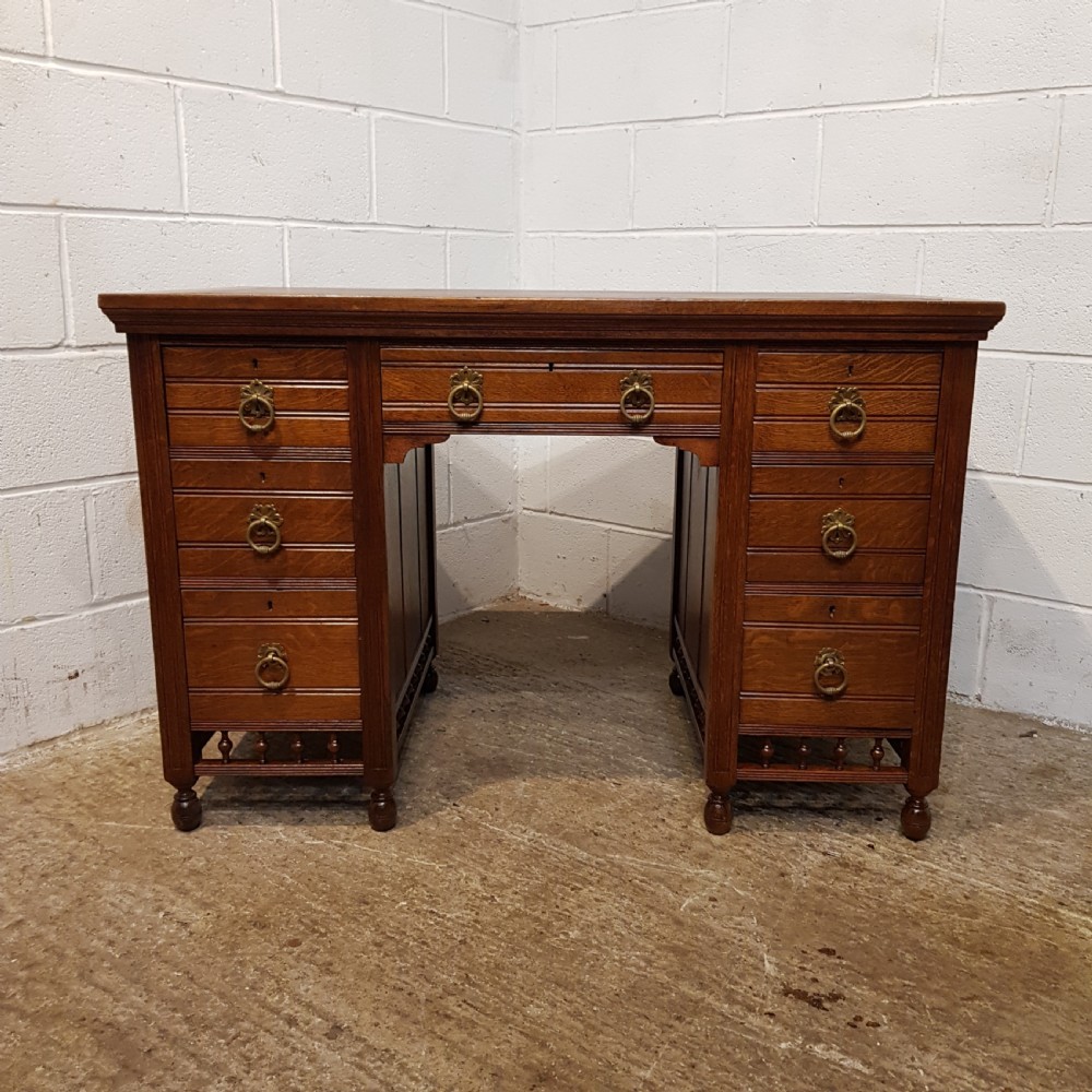 ANTIQUE ARTS & CRAFTS OAK WRITING DESK C1890 View X