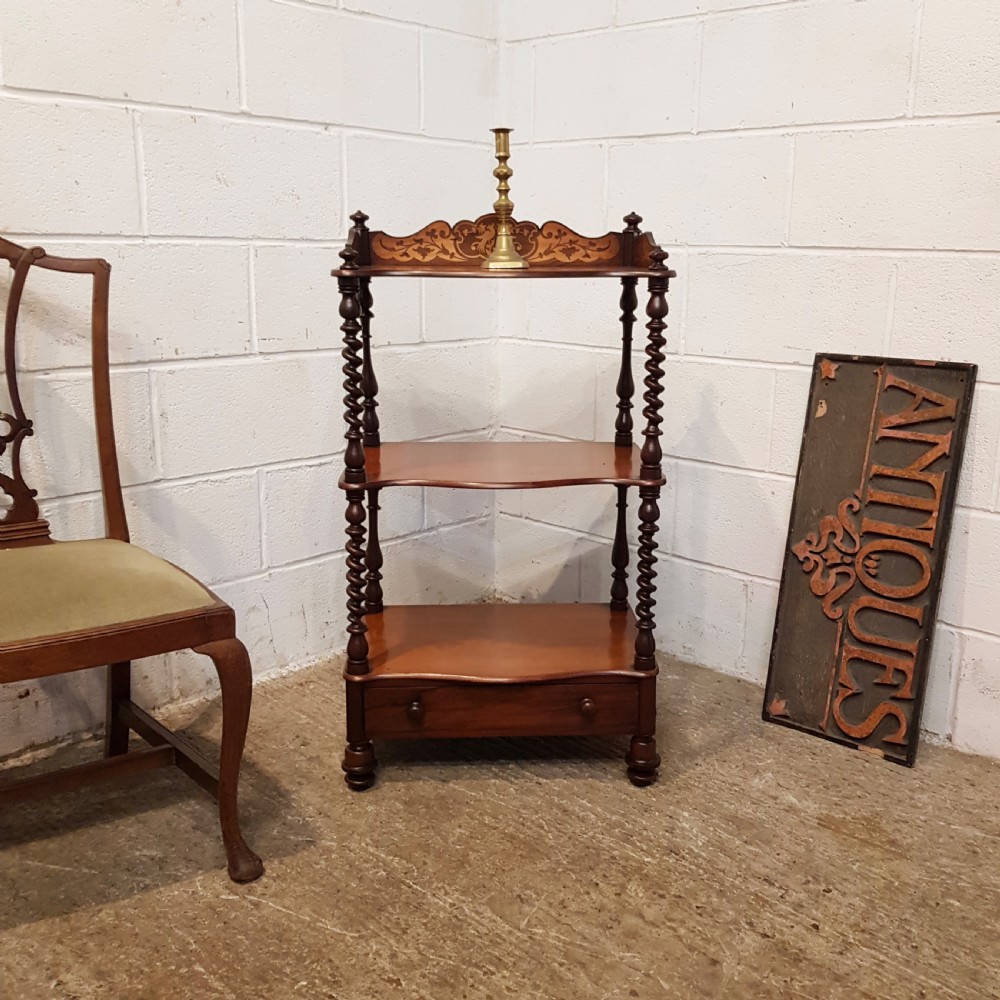 ANTIQUE  VICTORIAN INLAID MAHOGANY WHAT NOT C1880