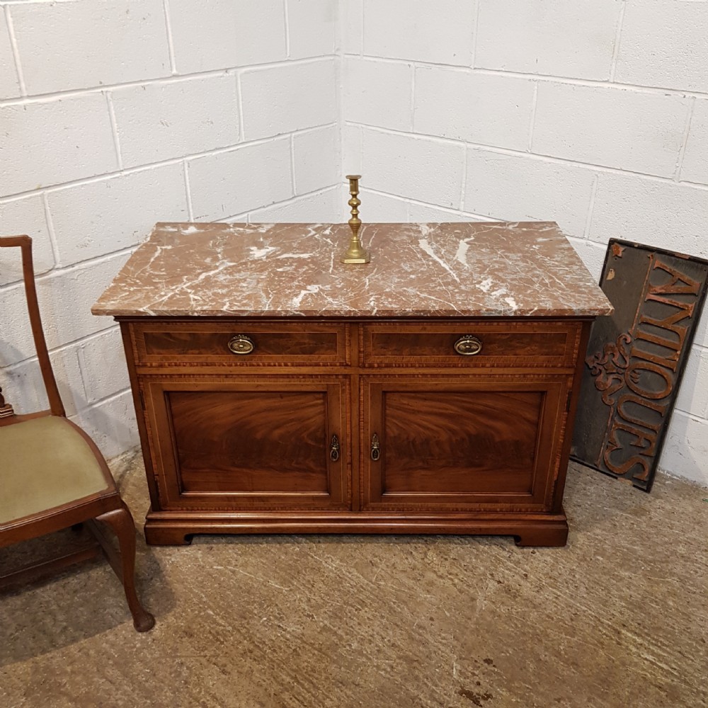 ANTIQUE EDWARDIAN MAHOGANY MARBLE TOP WASHSTAND C1900