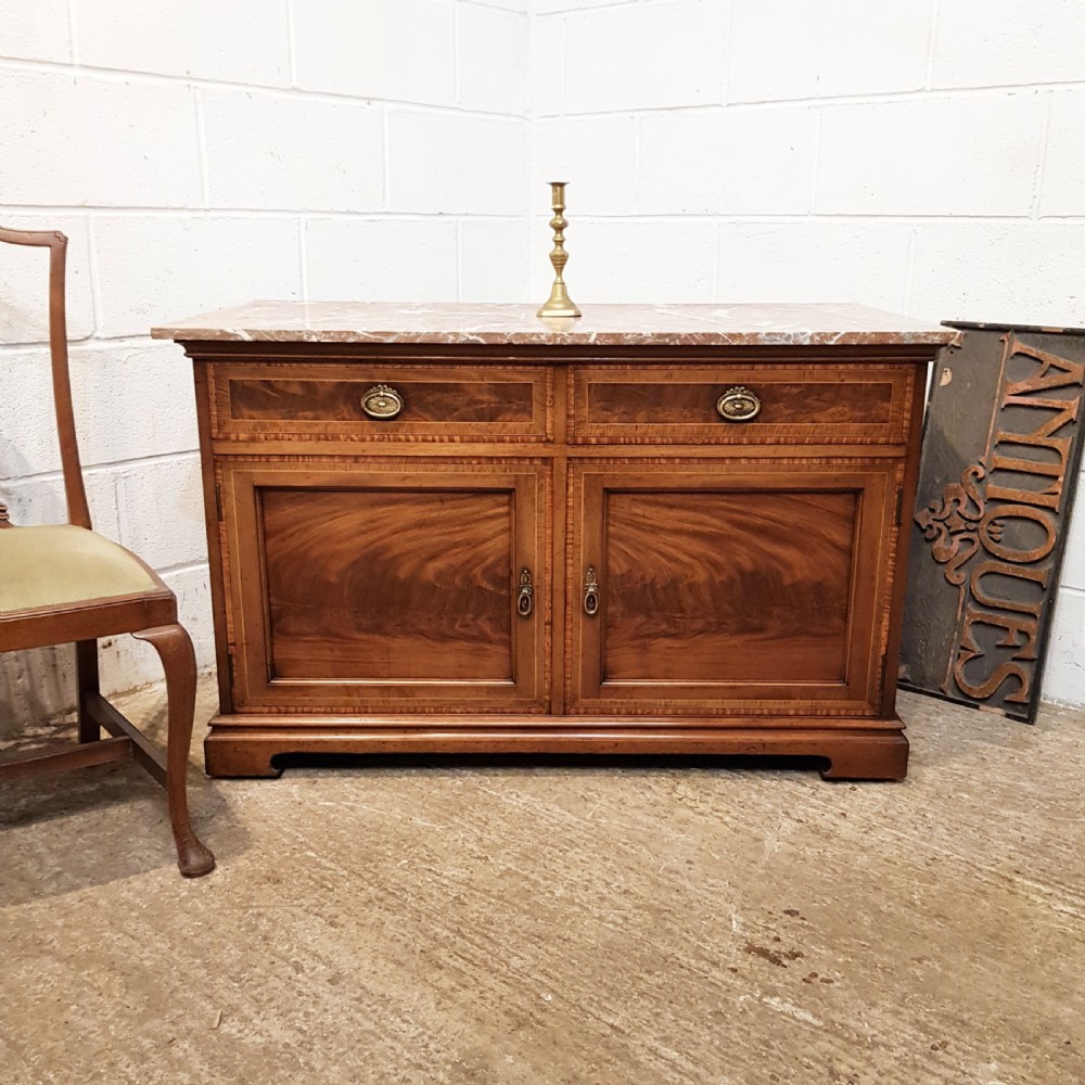 ANTIQUE EDWARDIAN MAHOGANY MARBLE TOP WASHSTAND C1900 View II