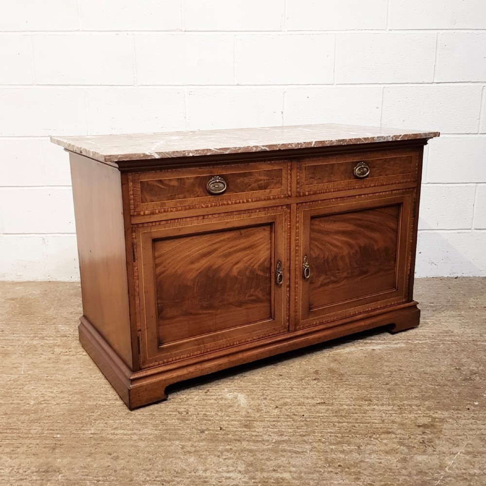 ANTIQUE EDWARDIAN MAHOGANY MARBLE TOP WASHSTAND C1900 View V
