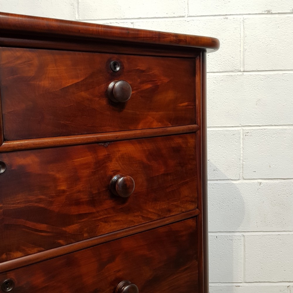 ANTIQUE VICTORIAN FLAMED MAHOGANY CHEST OF DRAWERS C1880 View IV