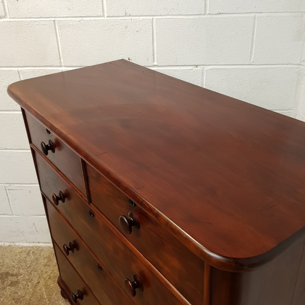 ANTIQUE VICTORIAN FLAMED MAHOGANY CHEST OF DRAWERS C1880 View VII