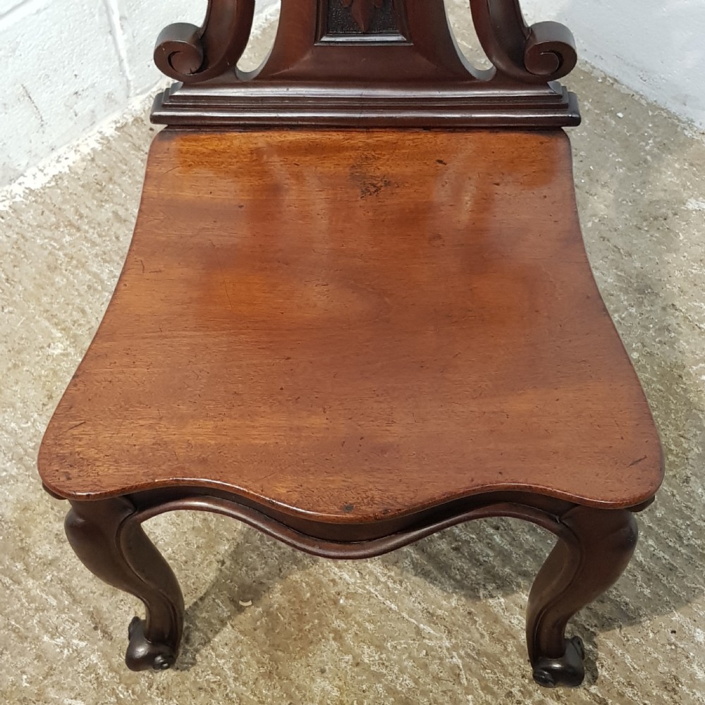 ANTIQUE PAIR VICTORIAN MAHOGANY SHIELD BACK HALL CHAIRS C1880 View V