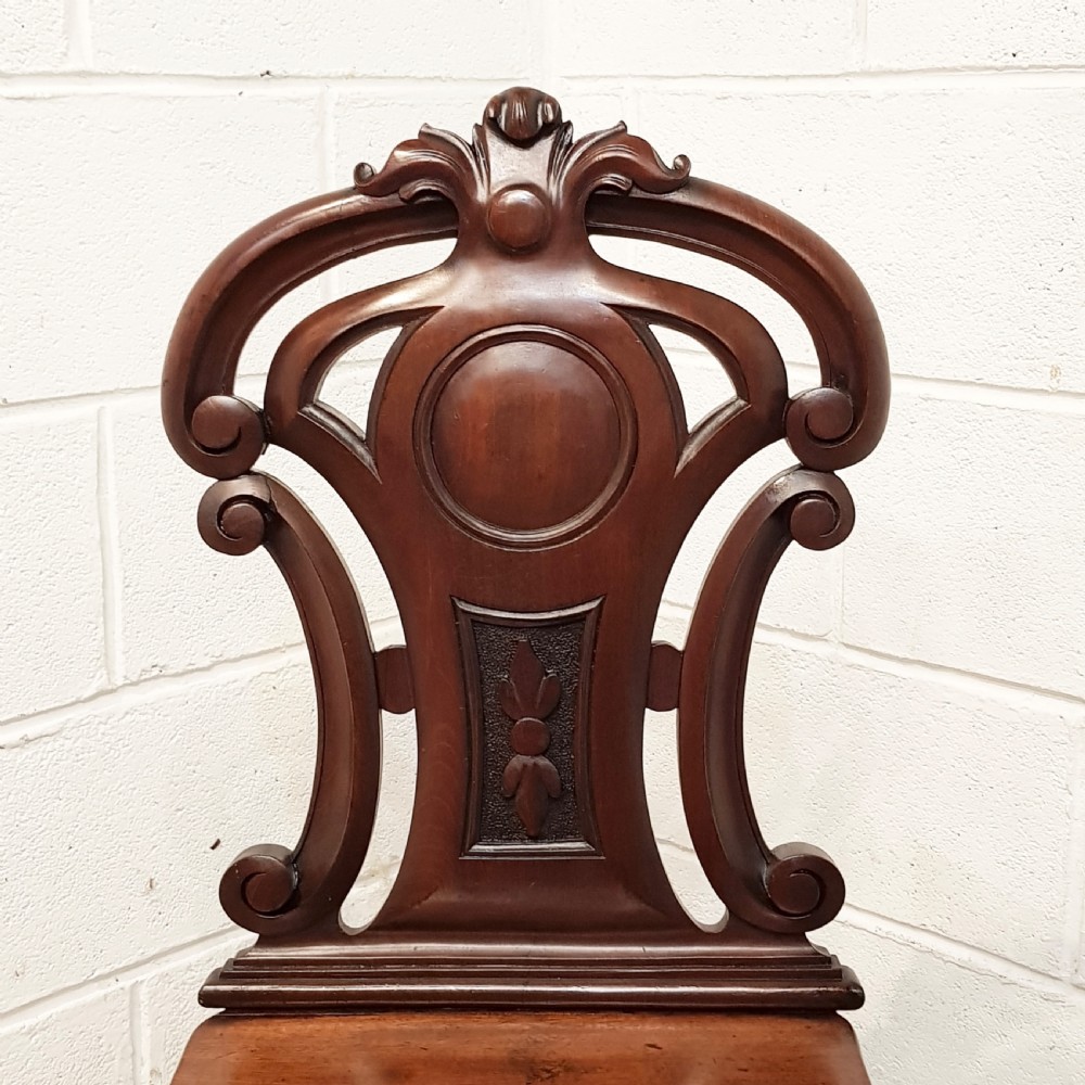 ANTIQUE PAIR VICTORIAN MAHOGANY SHIELD BACK HALL CHAIRS C1880 View VI