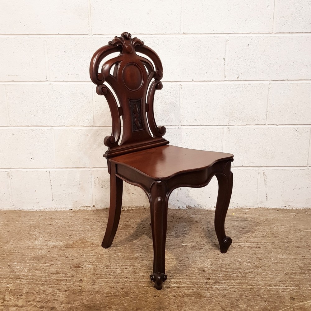 ANTIQUE PAIR VICTORIAN MAHOGANY SHIELD BACK HALL CHAIRS C1880 View VIII