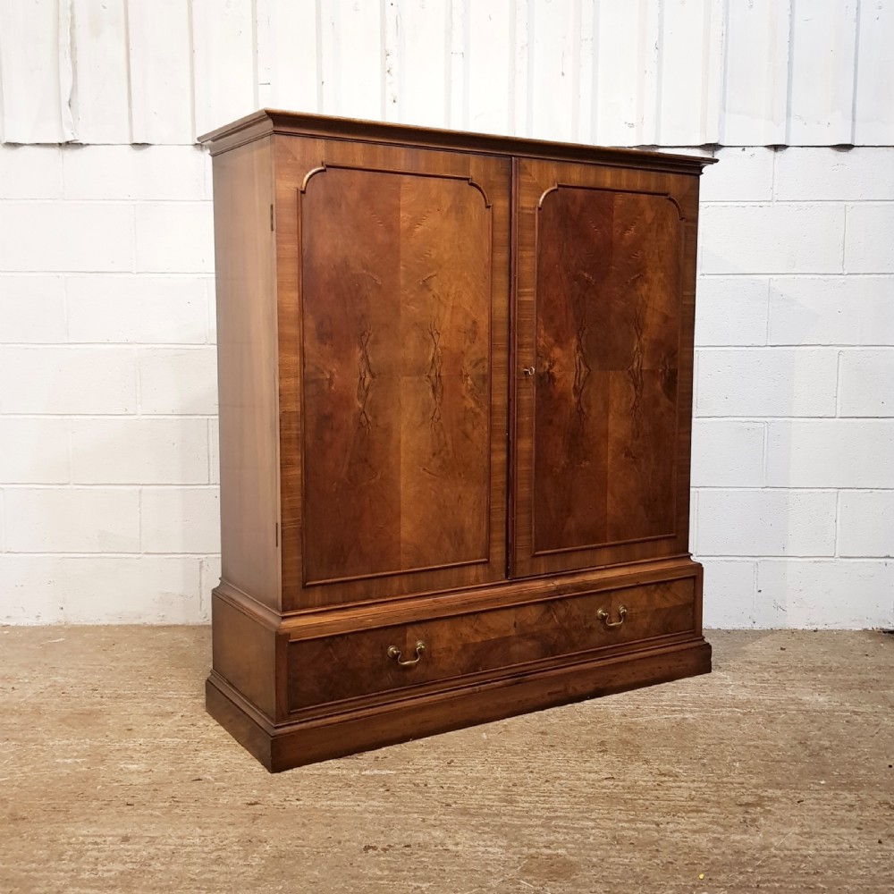 ANTIQUE BURR WALNUT LINEN CABINET C1920 View V