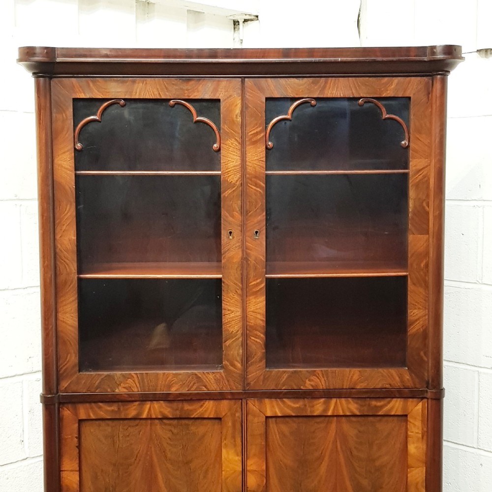 ANTIQUE BIEDERMEIER MAHOGANY BOOKCASE ON CUPBOARD C1860 View III