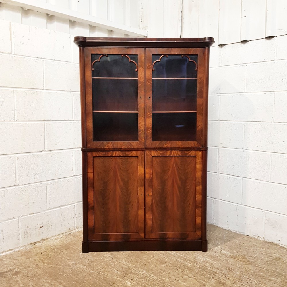 ANTIQUE BIEDERMEIER MAHOGANY BOOKCASE ON CUPBOARD C1860 View VI