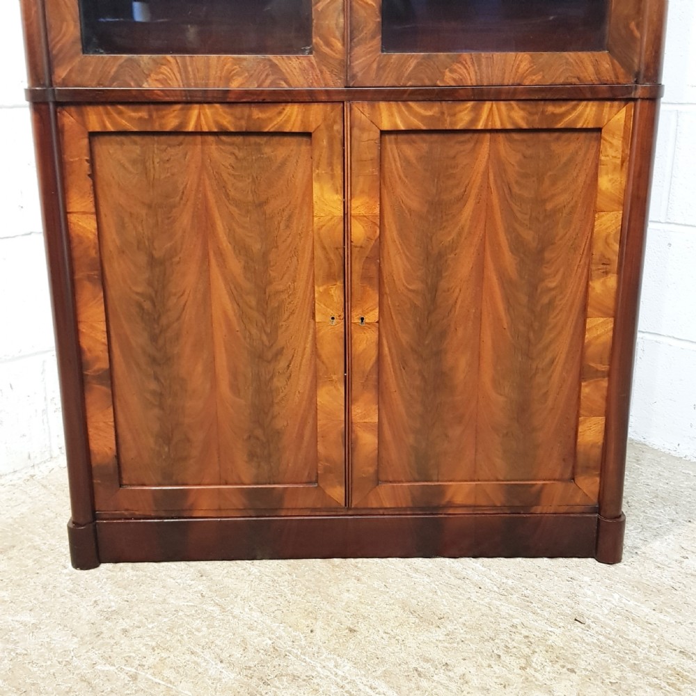 ANTIQUE BIEDERMEIER MAHOGANY BOOKCASE ON CUPBOARD C1860 View VII
