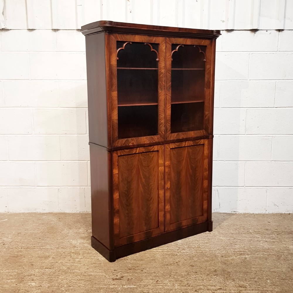 ANTIQUE BIEDERMEIER MAHOGANY BOOKCASE ON CUPBOARD C1860 View VIII