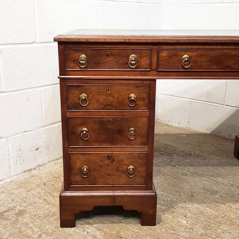 ANTIQUE VICTORIAN WALNUT & BURR WALNUT PEDESTAL DESK C1880 View III