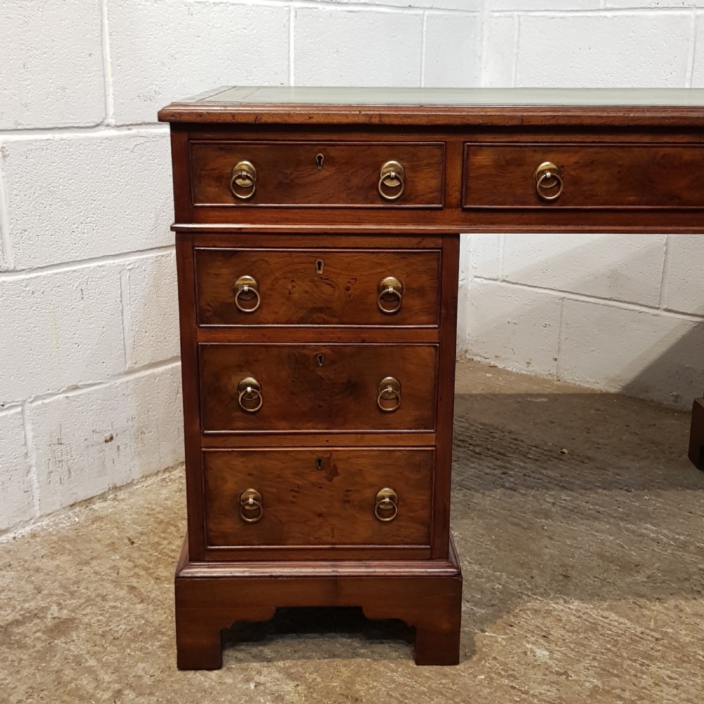 ANTIQUE VICTORIAN WALNUT & BURR WALNUT PEDESTAL DESK C1880 View IX