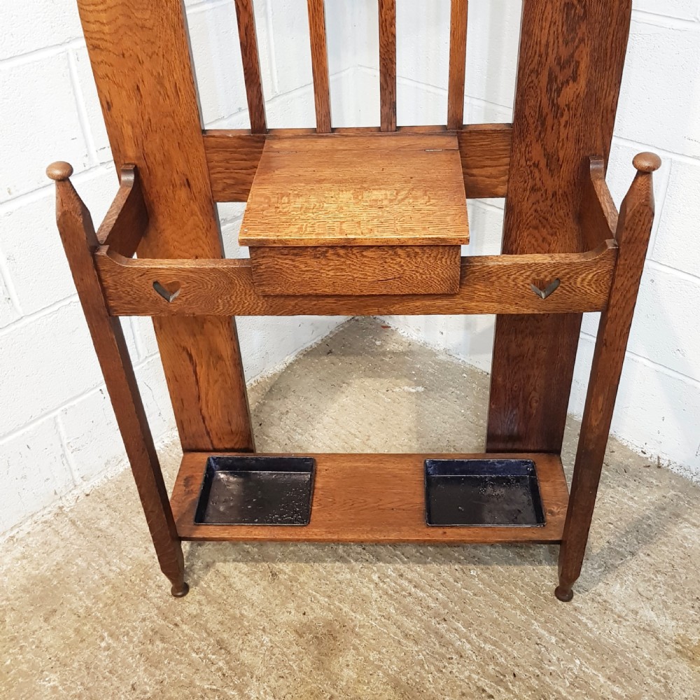 ANTIQUE LIBERTY’S OAK ARTS & CRAFTS HALL STAND C1890 View V