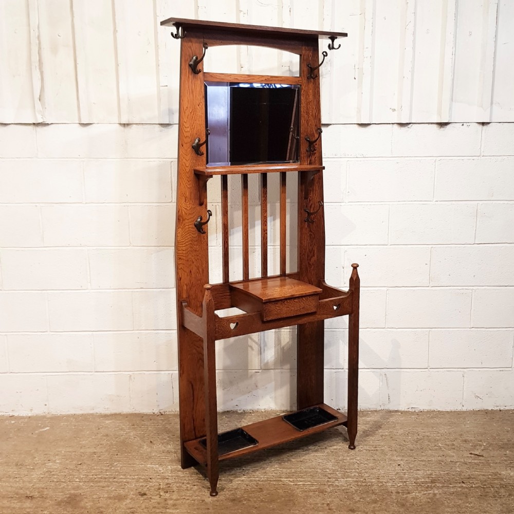 ANTIQUE LIBERTY’S OAK ARTS & CRAFTS HALL STAND C1890 View VI