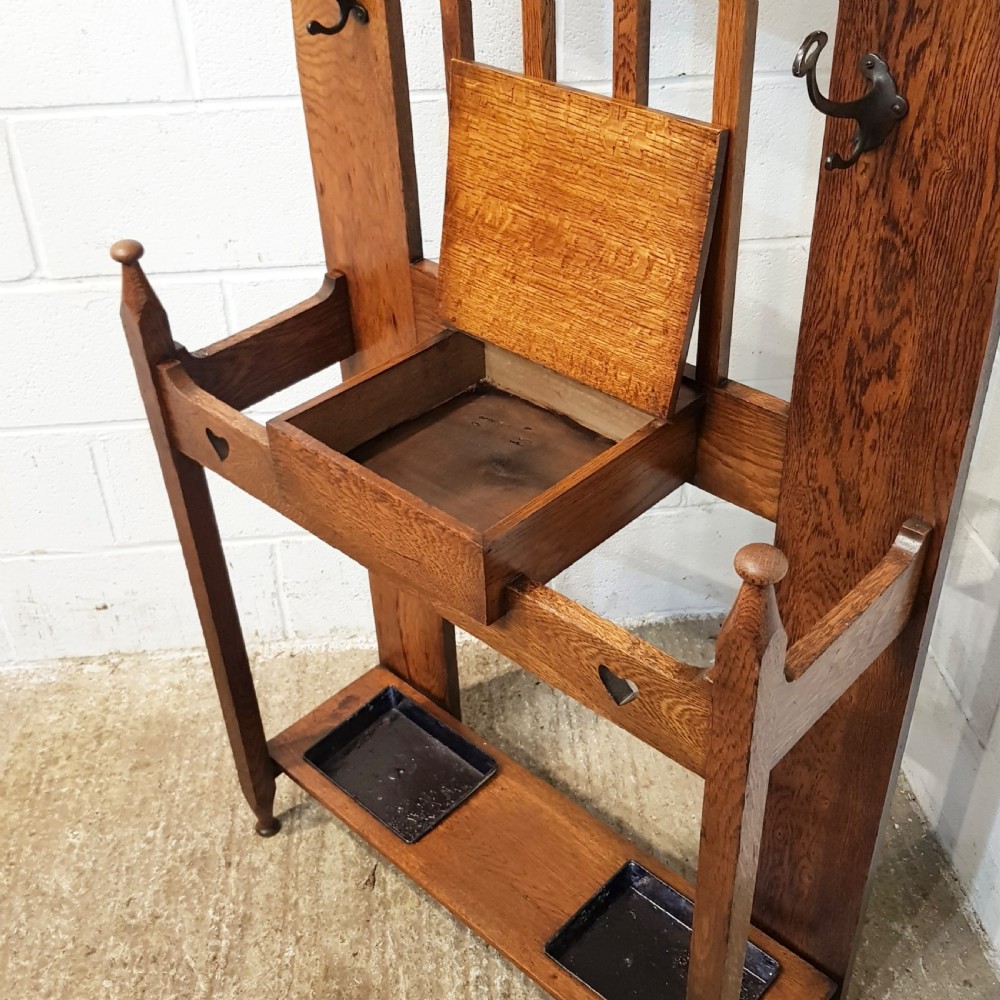 ANTIQUE LIBERTY’S OAK ARTS & CRAFTS HALL STAND C1890 View VIII