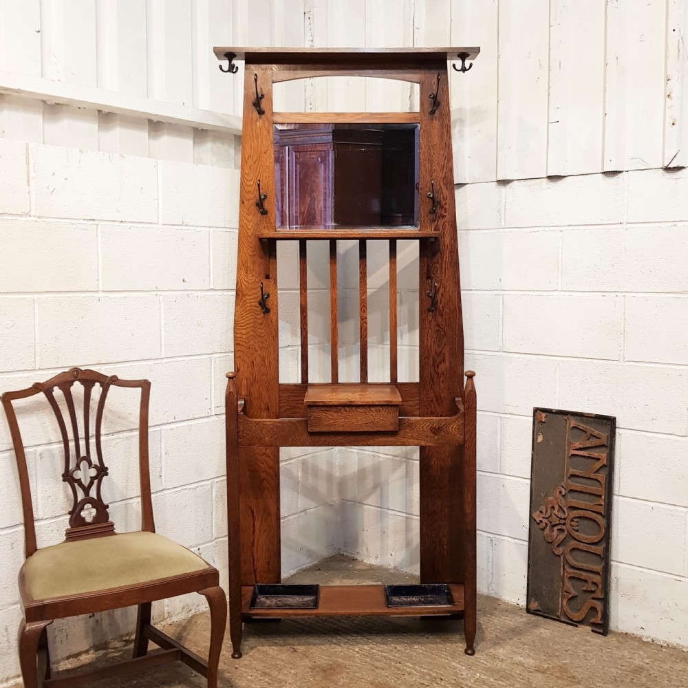 ANTIQUE LIBERTY’S OAK ARTS & CRAFTS HALL STAND C1890 View IX