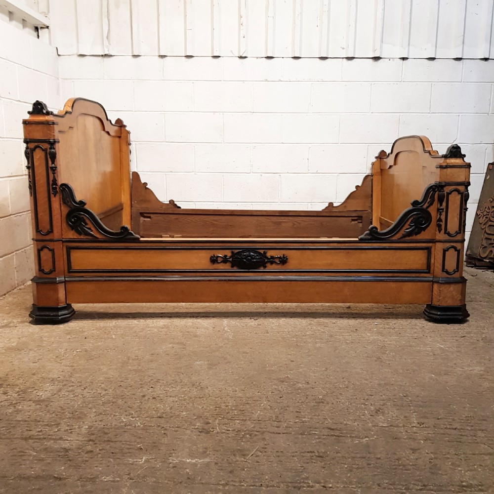 SUPERB ANTIQUE FRENCH 19TH CENTURY  SATINWOOD DOUBLE BED C1880