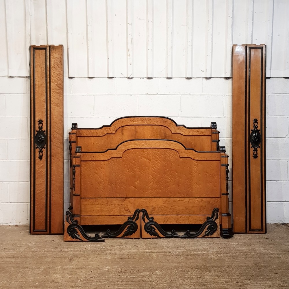 SUPERB ANTIQUE FRENCH 19TH CENTURY  SATINWOOD DOUBLE BED C1880 View III