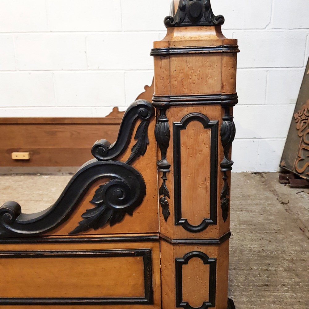 SUPERB ANTIQUE FRENCH 19TH CENTURY  SATINWOOD DOUBLE BED C1880 View V