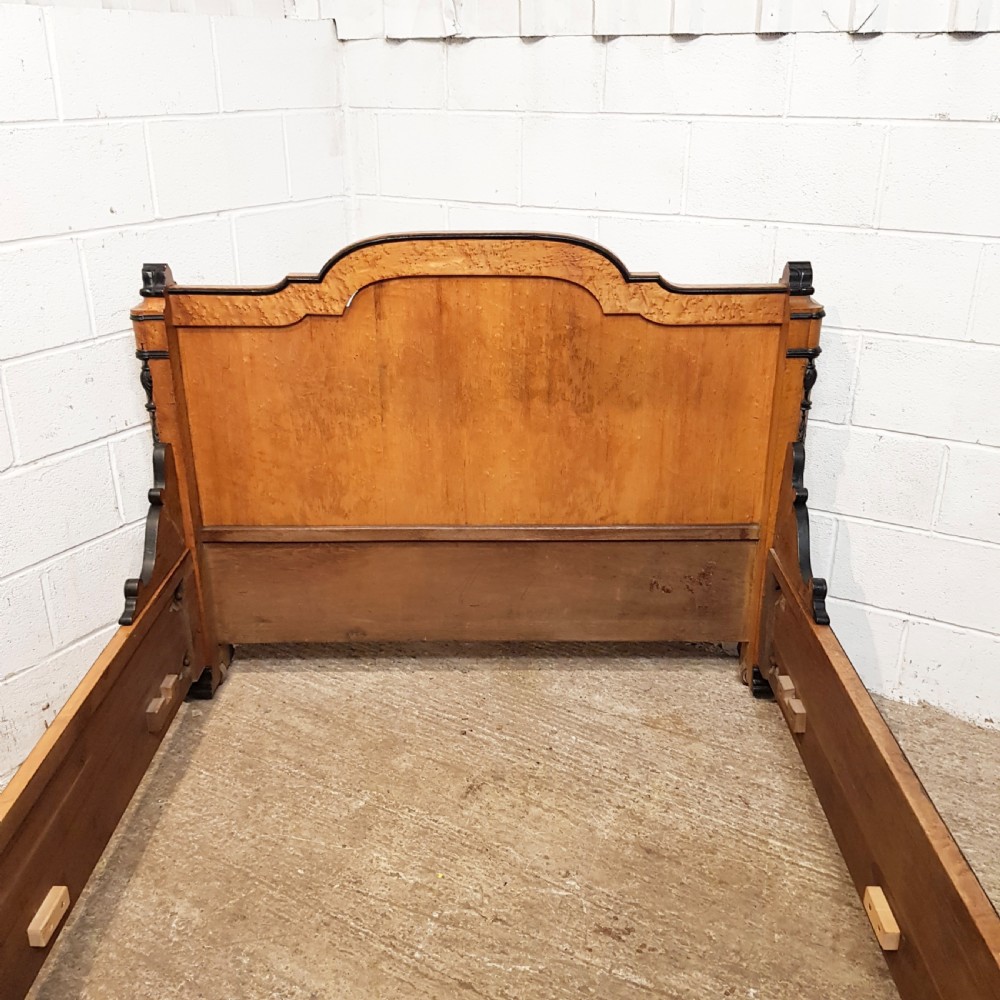 SUPERB ANTIQUE FRENCH 19TH CENTURY  SATINWOOD DOUBLE BED C1880 View VI