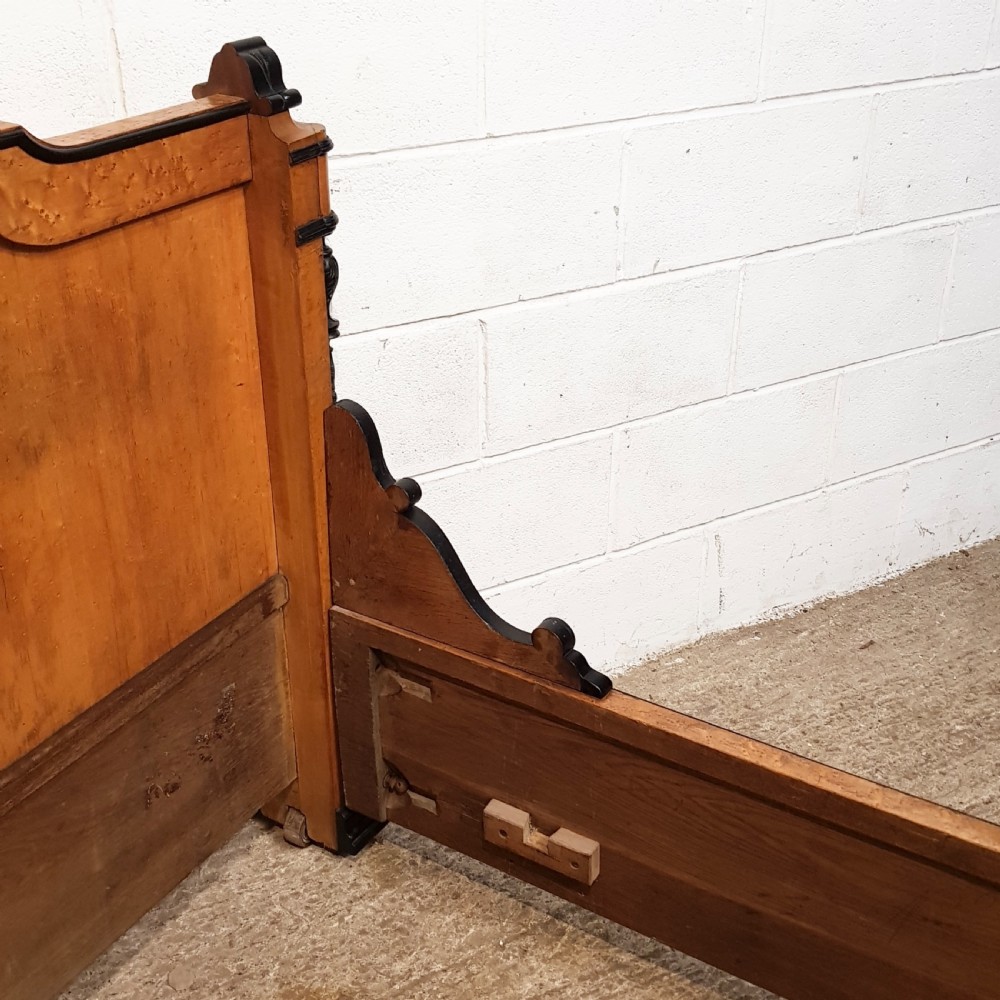 SUPERB ANTIQUE FRENCH 19TH CENTURY  SATINWOOD DOUBLE BED C1880 View IX
