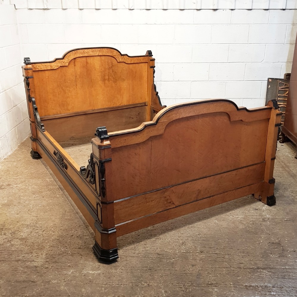 SUPERB ANTIQUE FRENCH 19TH CENTURY  SATINWOOD DOUBLE BED C1880 View X