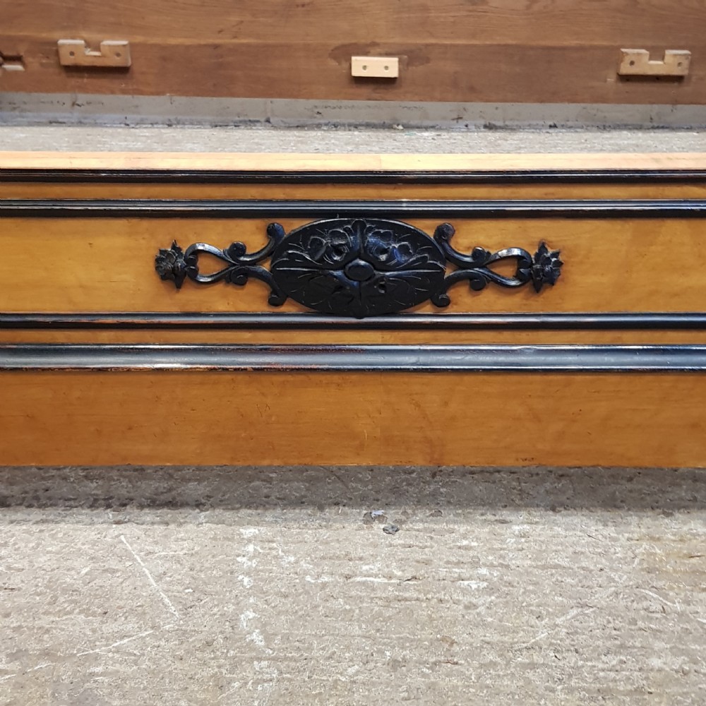 SUPERB ANTIQUE FRENCH 19TH CENTURY  SATINWOOD DOUBLE BED C1880 View XI