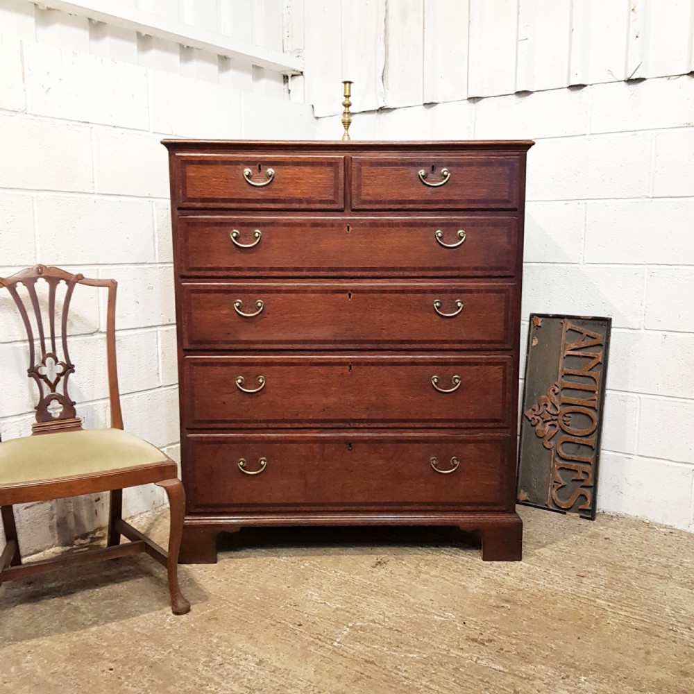 ANTIQUE 18TH  CENTURY OAK & MAHOGANY CHEST OF DRAWERS C1780