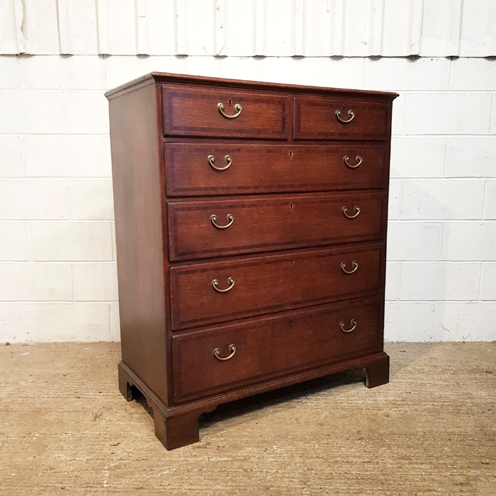 ANTIQUE 18TH  CENTURY OAK & MAHOGANY CHEST OF DRAWERS C1780 View III