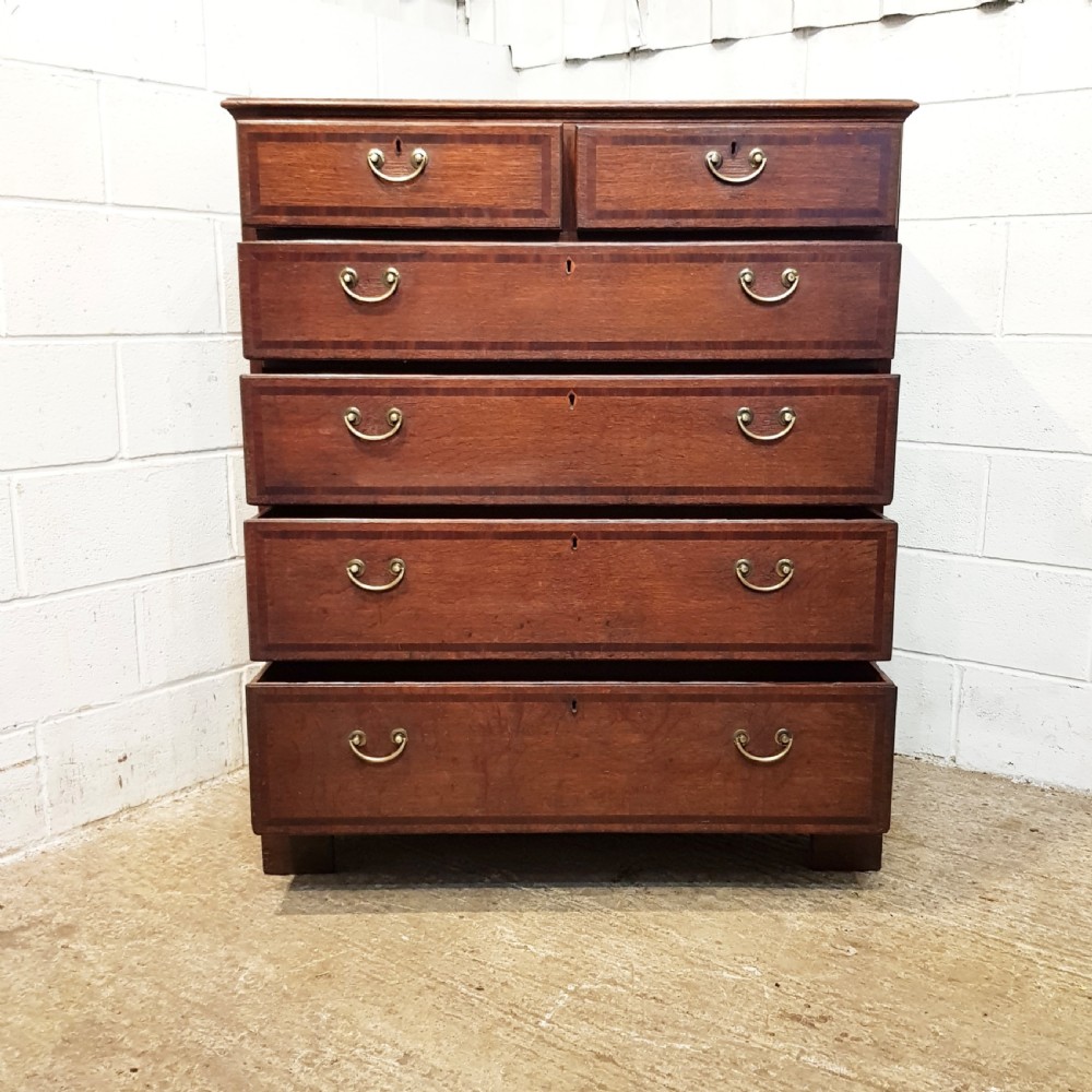 ANTIQUE 18TH  CENTURY OAK & MAHOGANY CHEST OF DRAWERS C1780 View IV