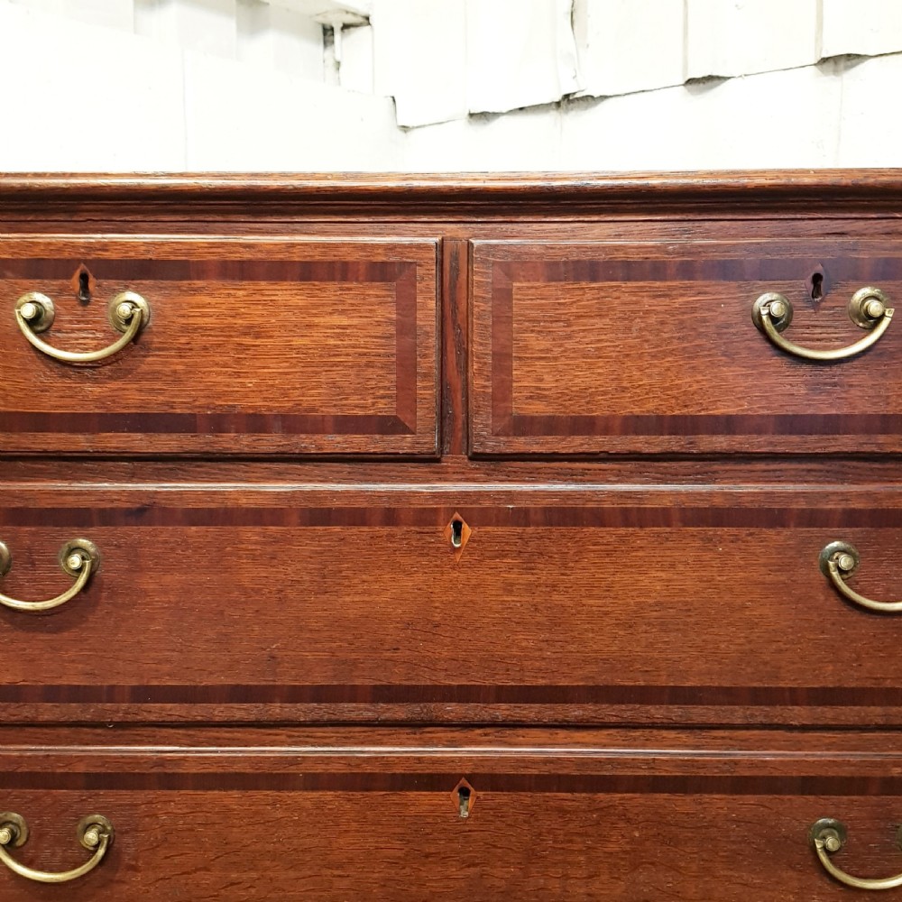 ANTIQUE 18TH  CENTURY OAK & MAHOGANY CHEST OF DRAWERS C1780 View V