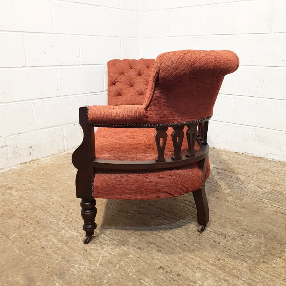 ANTIQUE LATE VICTORIAN MAHOGANY SHOW FRAME CHAISE LONGUE C1890 View IV