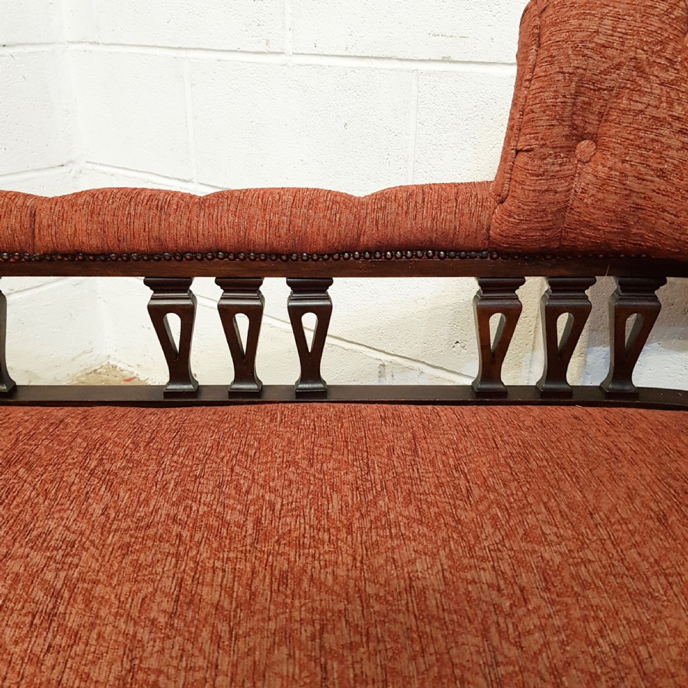 ANTIQUE LATE VICTORIAN MAHOGANY SHOW FRAME CHAISE LONGUE C1890 View VI
