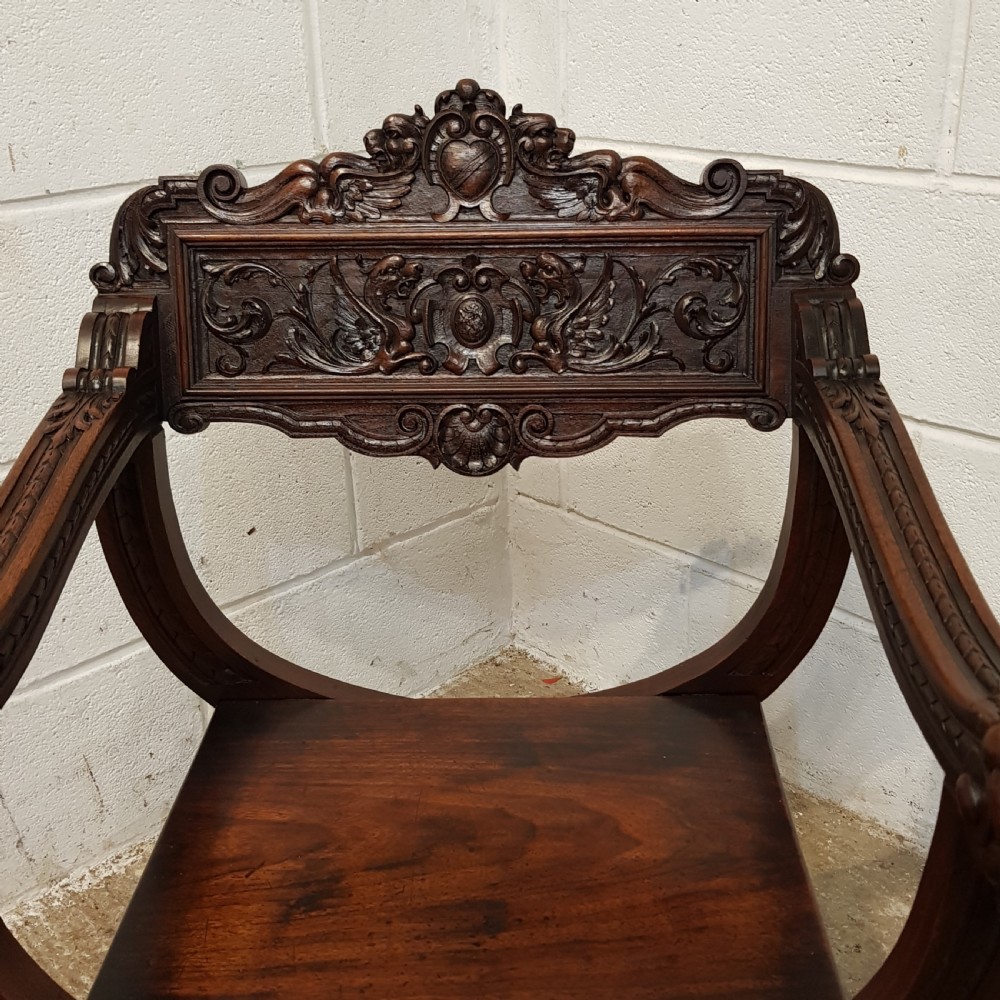 ANTIQUE GOTHIC CARVED WALNUT ECCLESIASTICAL CHAIR C920  View VI