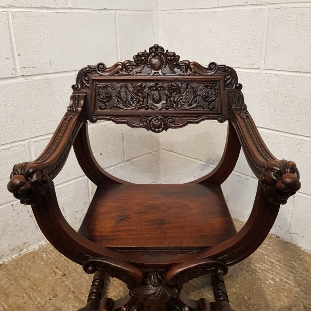 ANTIQUE GOTHIC CARVED WALNUT ECCLESIASTICAL CHAIR C920  View VIII