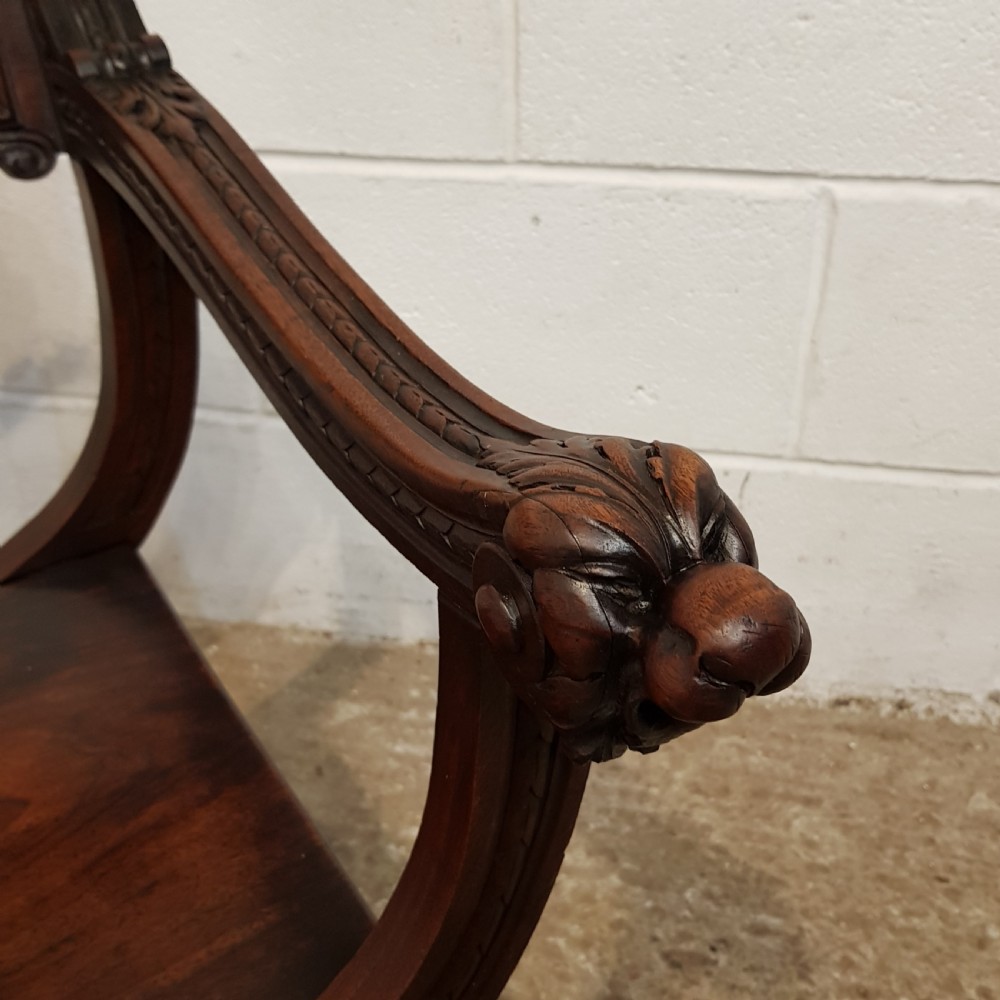ANTIQUE GOTHIC CARVED WALNUT ECCLESIASTICAL CHAIR C920  View X