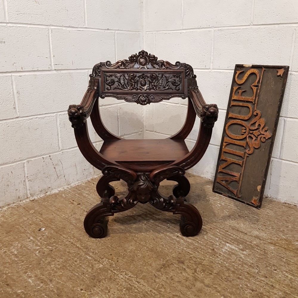 ANTIQUE GOTHIC CARVED WALNUT ECCLESIASTICAL CHAIR C920  View XI