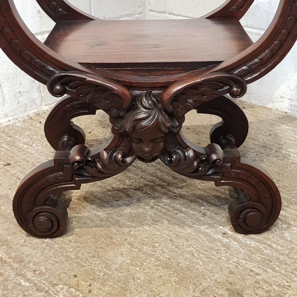ANTIQUE GOTHIC CARVED WALNUT ECCLESIASTICAL CHAIR C920  View XII
