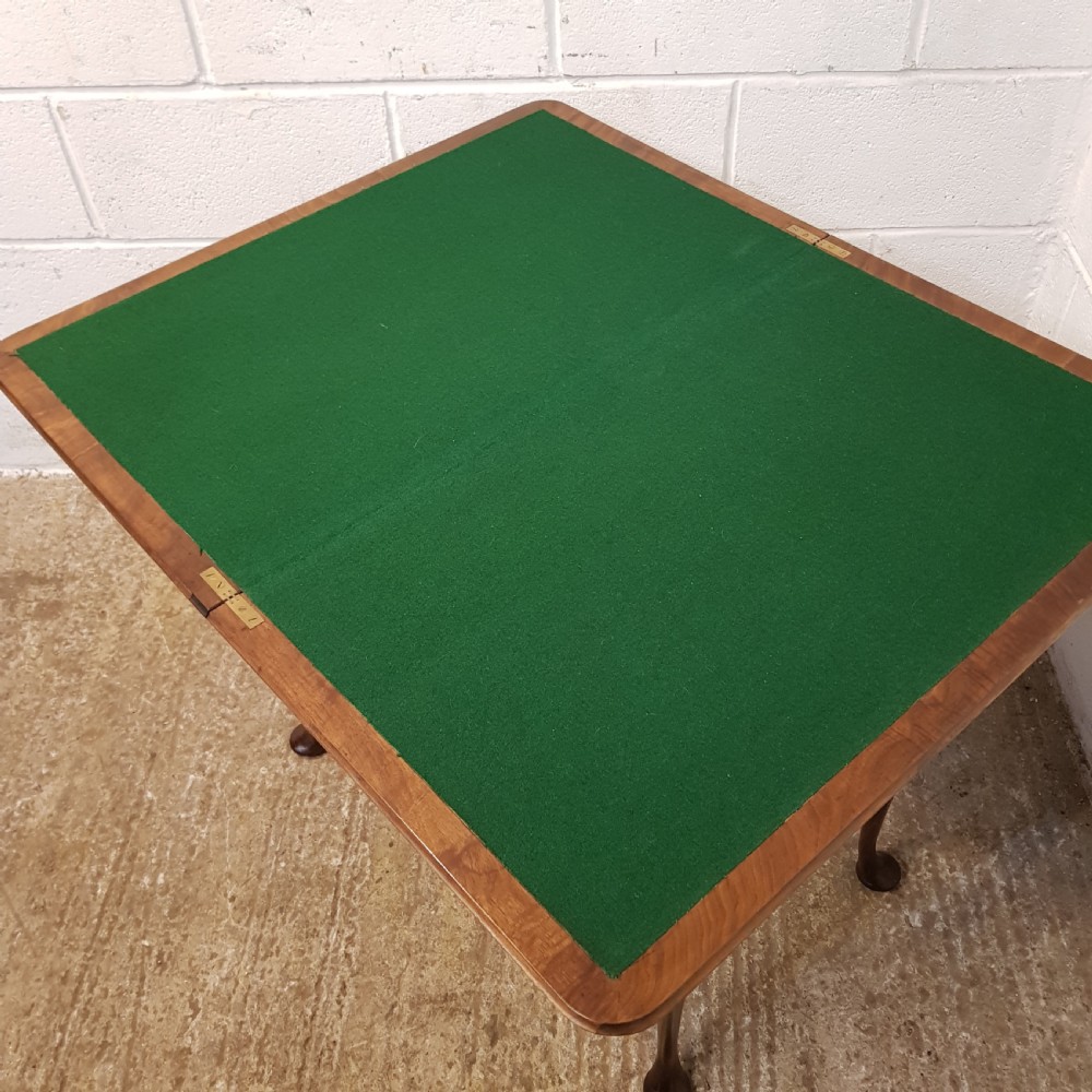 ANTIQUE BURR WALNUY FOLD OVER GAMES TABLE C1920 View II