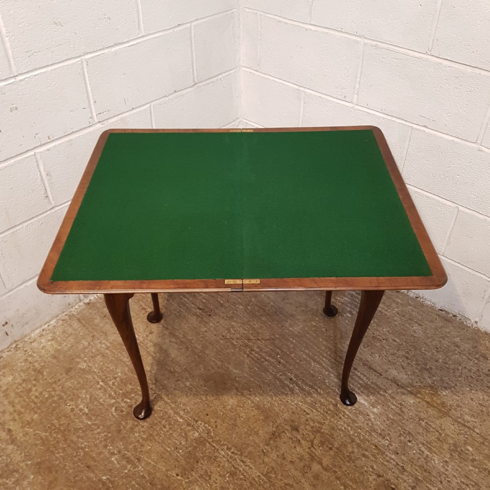 ANTIQUE BURR WALNUY FOLD OVER GAMES TABLE C1920 View V