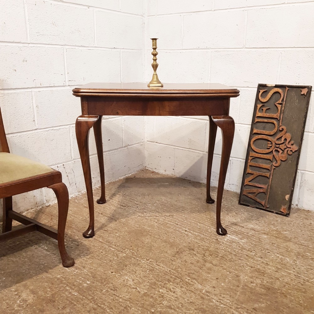ANTIQUE BURR WALNUY FOLD OVER GAMES TABLE C1920 View X
