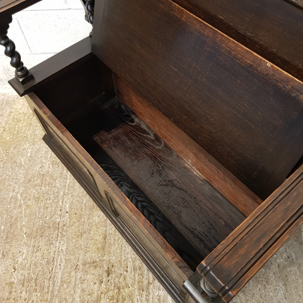 ANTIQUE OAK MONKS BENCH C1920 View III