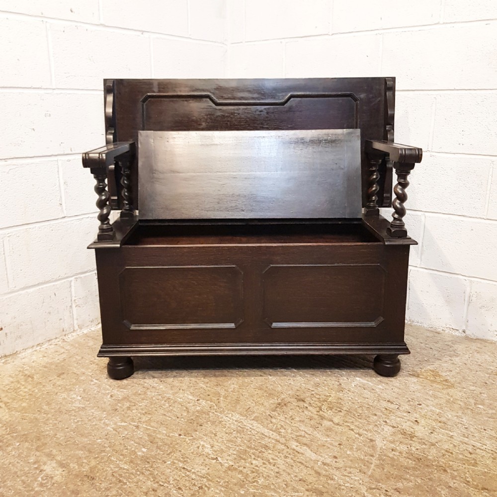 ANTIQUE OAK MONKS BENCH C1920 View VII