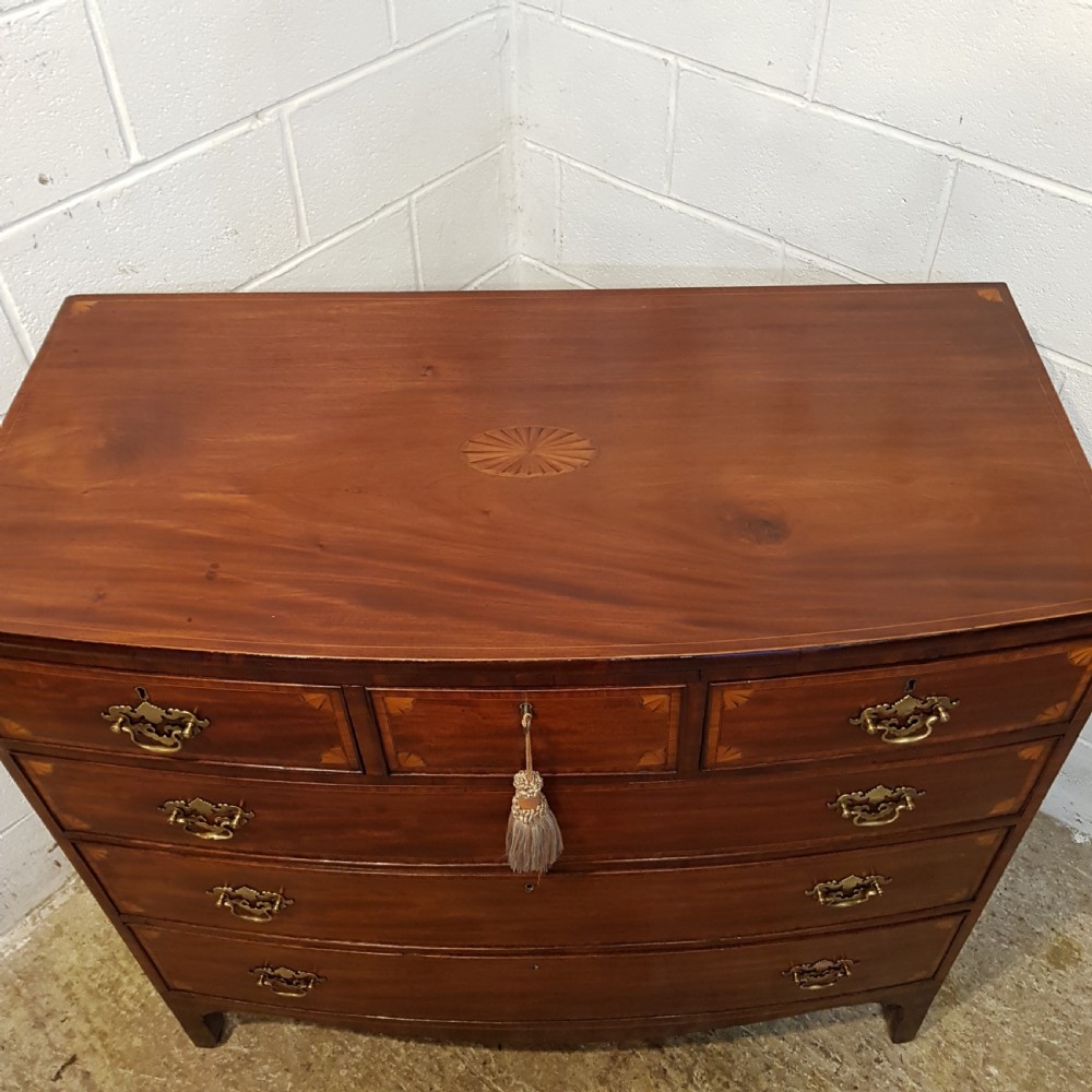 ANTIQUE REGENCY INLAID MAHOGANY BOW FRONT CHEST OF DRAWERS C1820 View IV