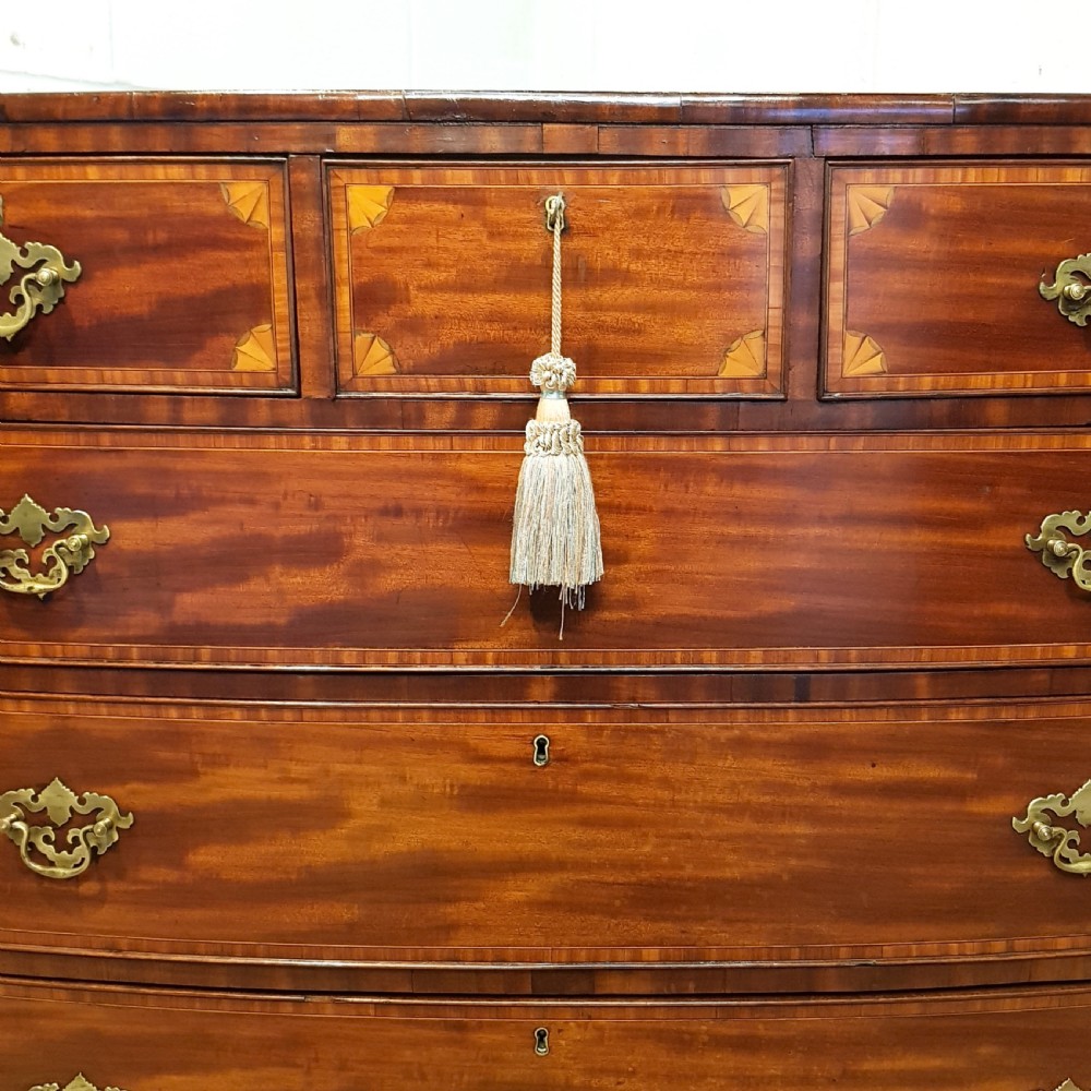 ANTIQUE REGENCY INLAID MAHOGANY BOW FRONT CHEST OF DRAWERS C1820 View VII
