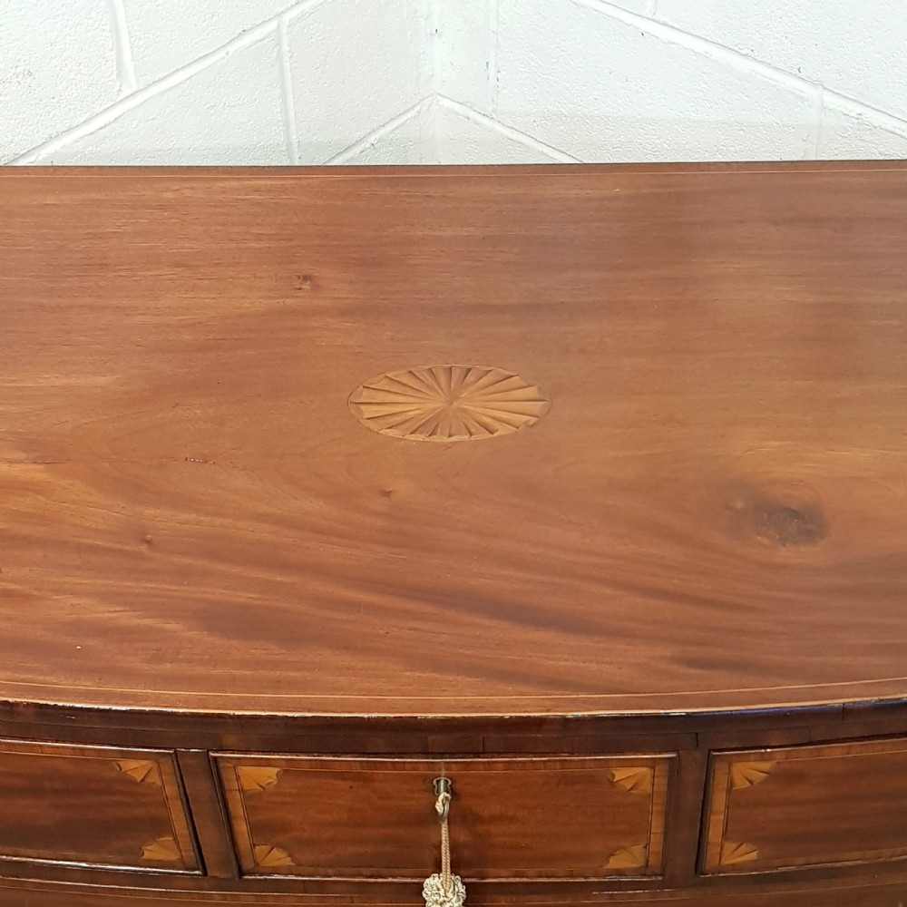 ANTIQUE REGENCY INLAID MAHOGANY BOW FRONT CHEST OF DRAWERS C1820 View VIII