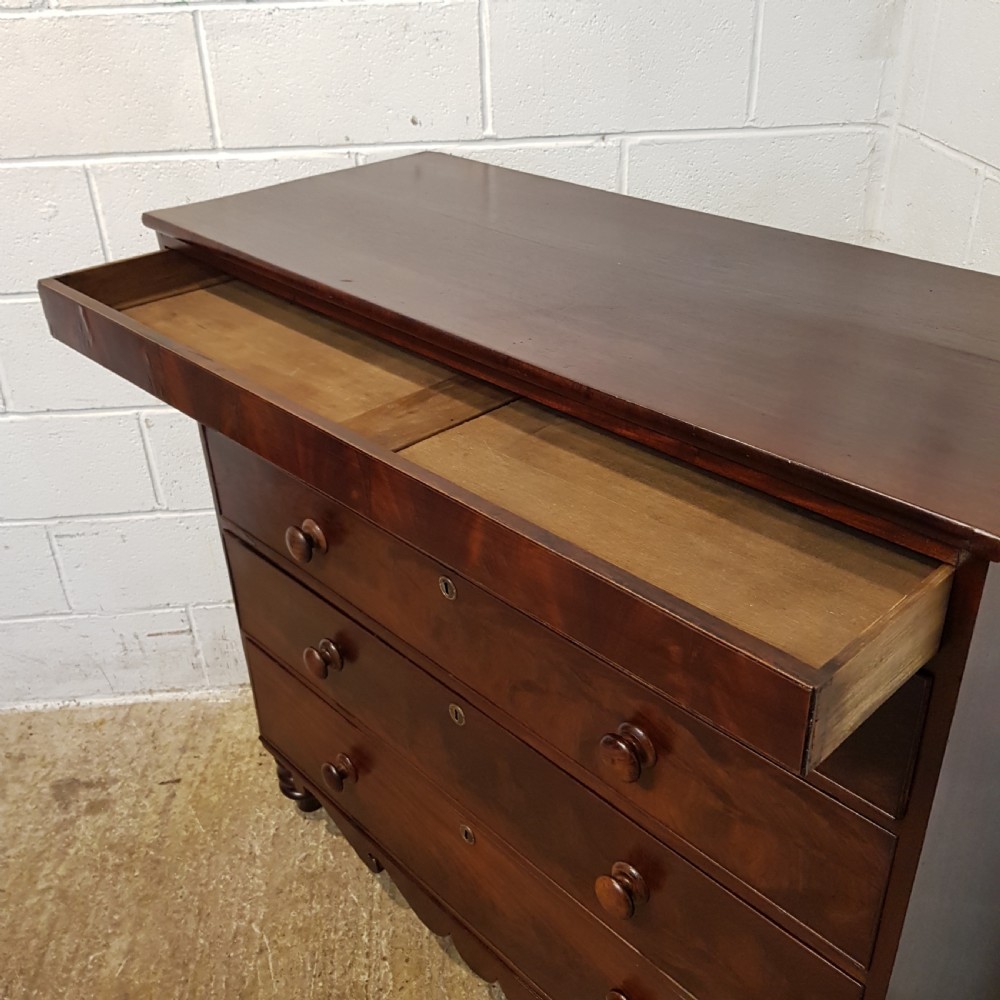 ANTIQUE EARLY VICTORIAN MAHOGANY CHEST OF DRAWERS WITH SECRET DRAWER C1850 View VI