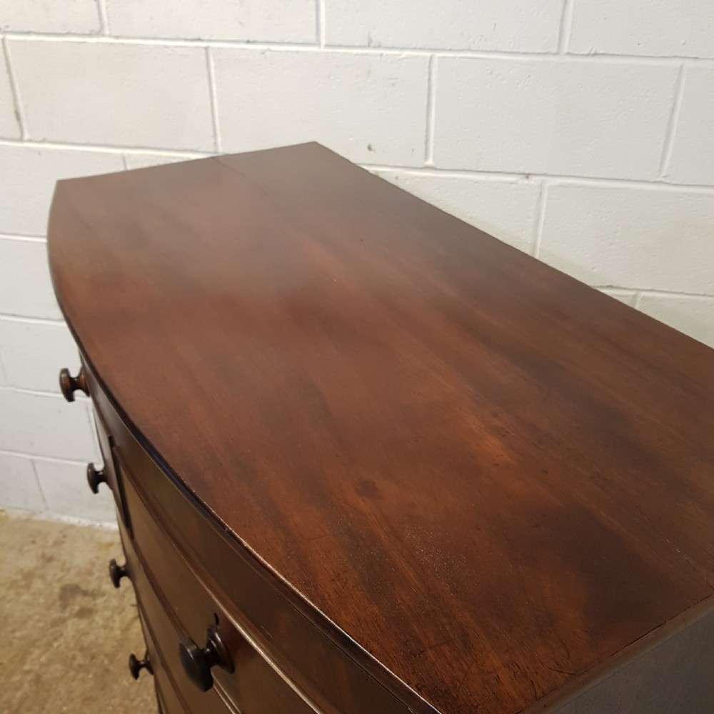 ANTIQUE VICTORIAN BOW FRONT MAHOGANY CHEST OF DRAWERS C 1860 View III
